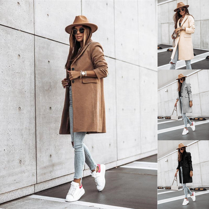 Simple Long Sleeve Button Nizi Coat
